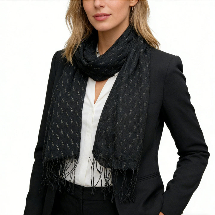 Elegant Abstract Evening Scarf,Black Printed Scarf,Versatile Everyday Scarf ,Pairs With All Casual Outfits,Office Appropriate Subtlety For Women Men