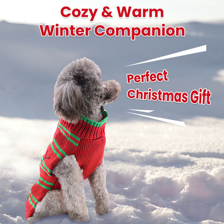 2 Patterns 4 Sizes Option-- 1Pc Pet Christmas Turtleneck Sweater Dog Cat Christmas Clothes Snowman Stripes Costume Winter Holiday Sweater For Small Medium Kitten Puppy Cats Dogs