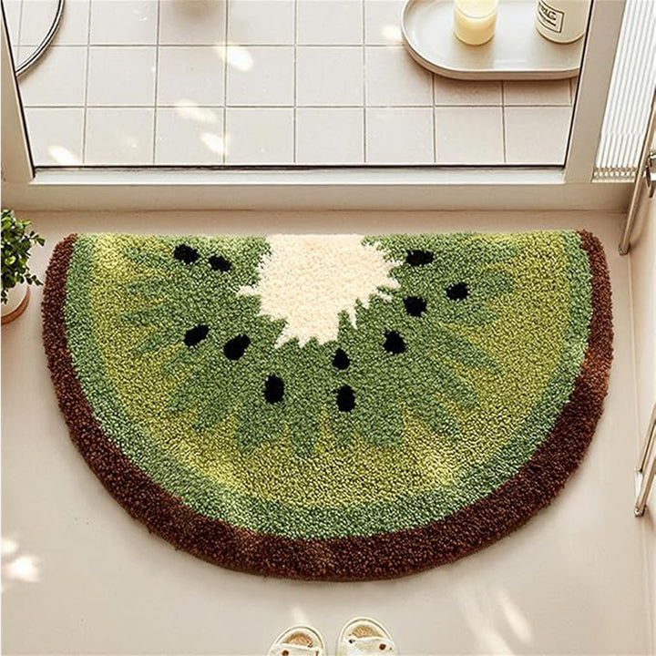 Kiwi Fruit Bathroom Rug — Cute Highly Absorbent Non-Slip Bath Mat with Kiwi Print (Green)