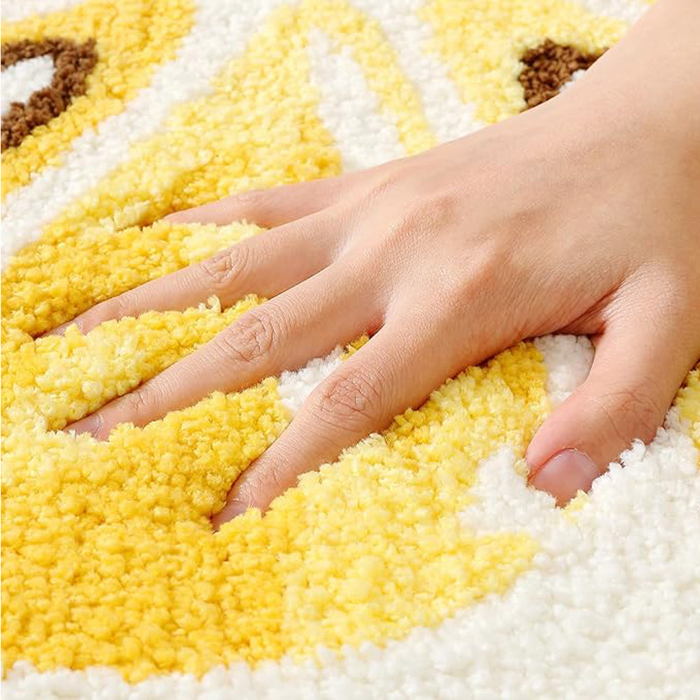 Lemon Fruit Bathroom Rug — Cute Absorbent Non-Slip Bath Mat with Lemon Print (Yellow)