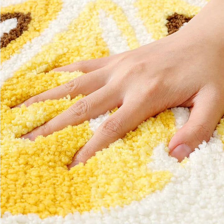 Lemon Fruit Bathroom Rug — Cute Absorbent Non-Slip Bath Mat with Lemon Print (Yellow)