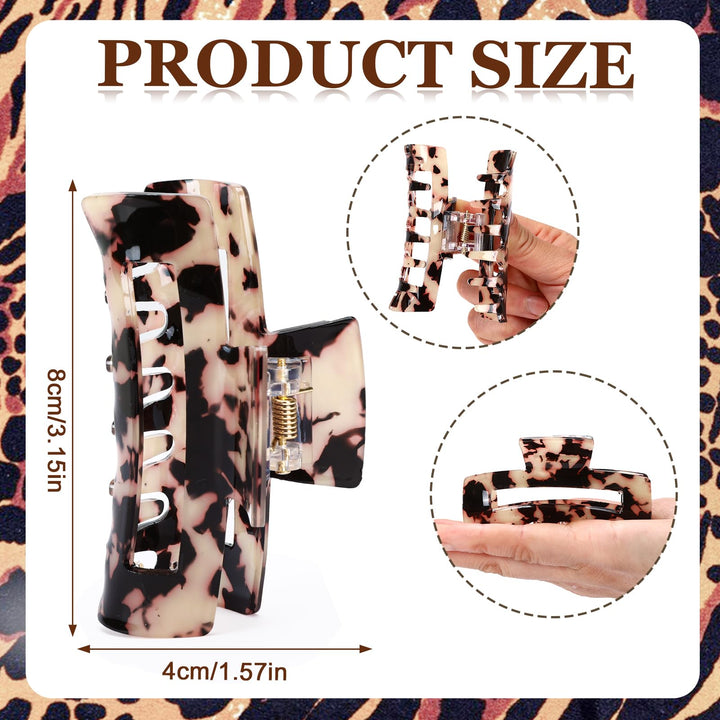 4-Piece Tortoise Acetate Hair Claw Clips — 3.15 Inch French Banana Jaw Clips, Strong Hold for Thick & Thin Hair