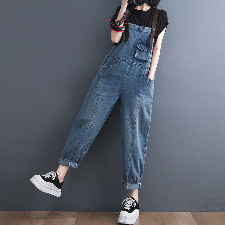 Women's Korean Style Strap Detail Jeans – Trendy Spring Denim