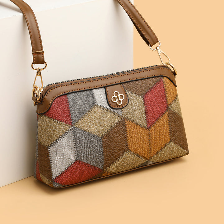 Bohemian Retro Crossbody Bag – Ethnic Contrast Stitch Shoulder Bag