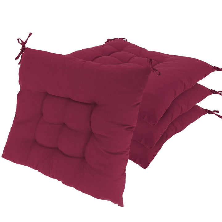 4-Piece Tie-On Chair Cushion Pads — 17.72×17.72 in Soft Square Seat Mats for Home, Office, Car & Travel (4 Colours)