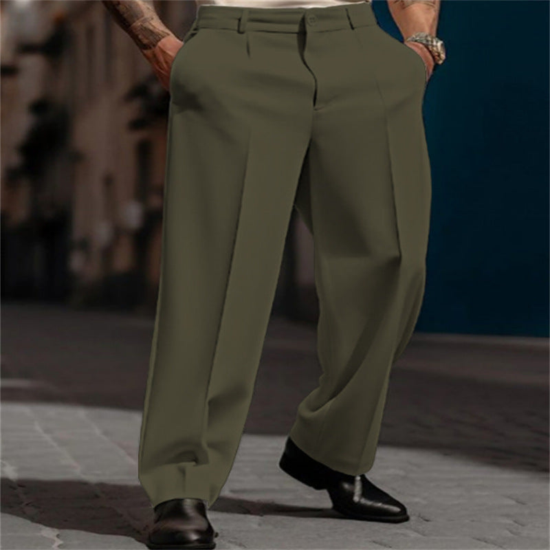 Men's Formal Wear Diagonal Pocket Straight Solid Color Breathable Outdoor Daily Outdoor Fashion Suit Pants