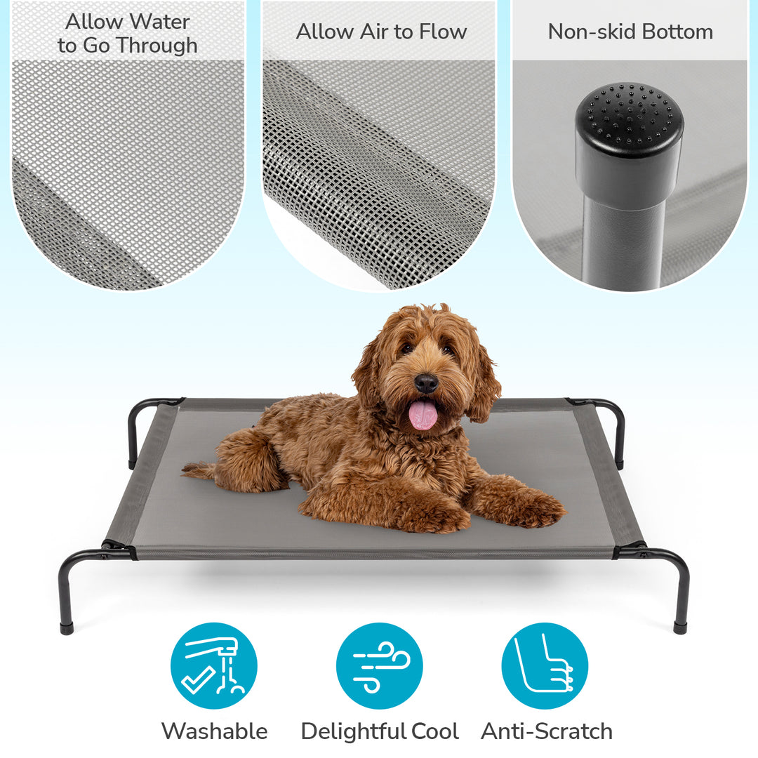 Raised Cooling Dog Bed – Elevated Pet Cot for Small; Medium Dogs