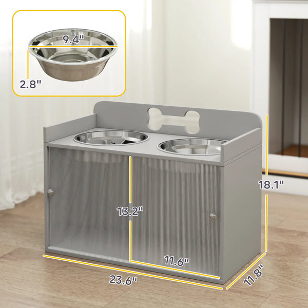 Elevated Dog Bowls with Dual Stainless Steel Bowls & Removable Slow Feeder