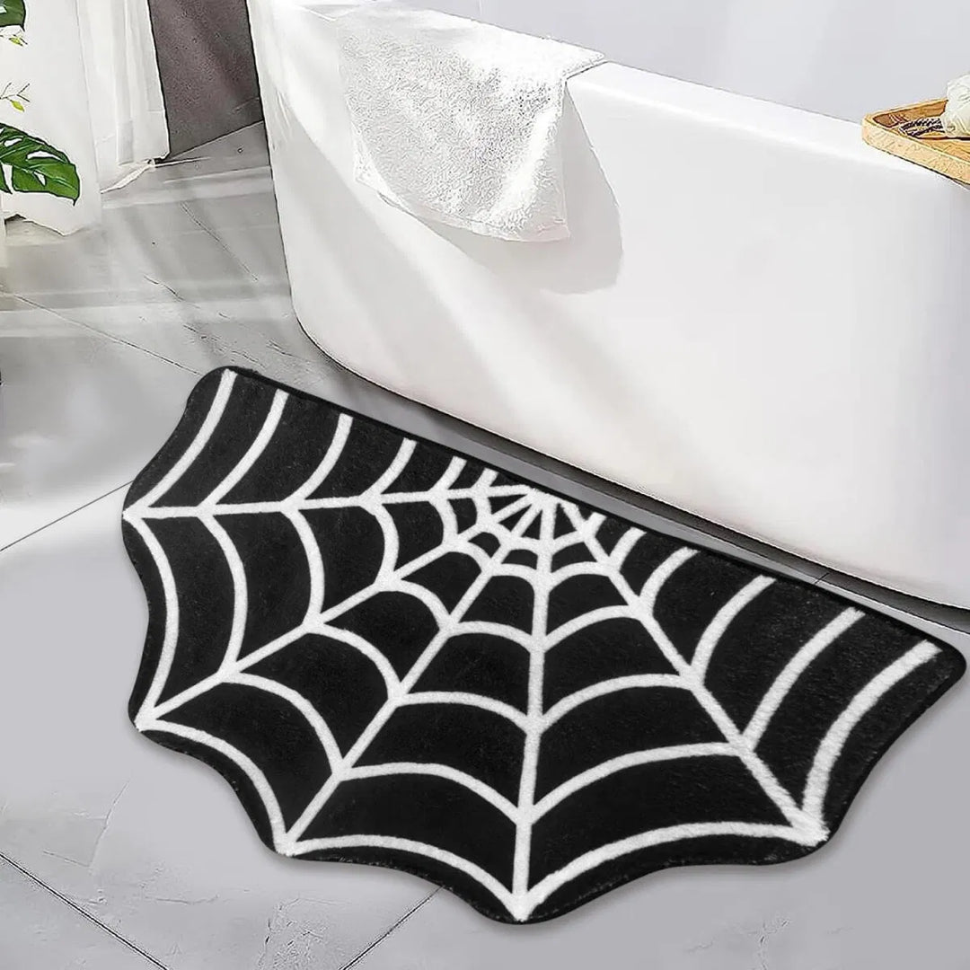 Spider Web Bath Mat — 19.7×31.5 in Gothic Non-Slip Area Rug for Bedroom, Kitchen & Front Door, Machine Washable