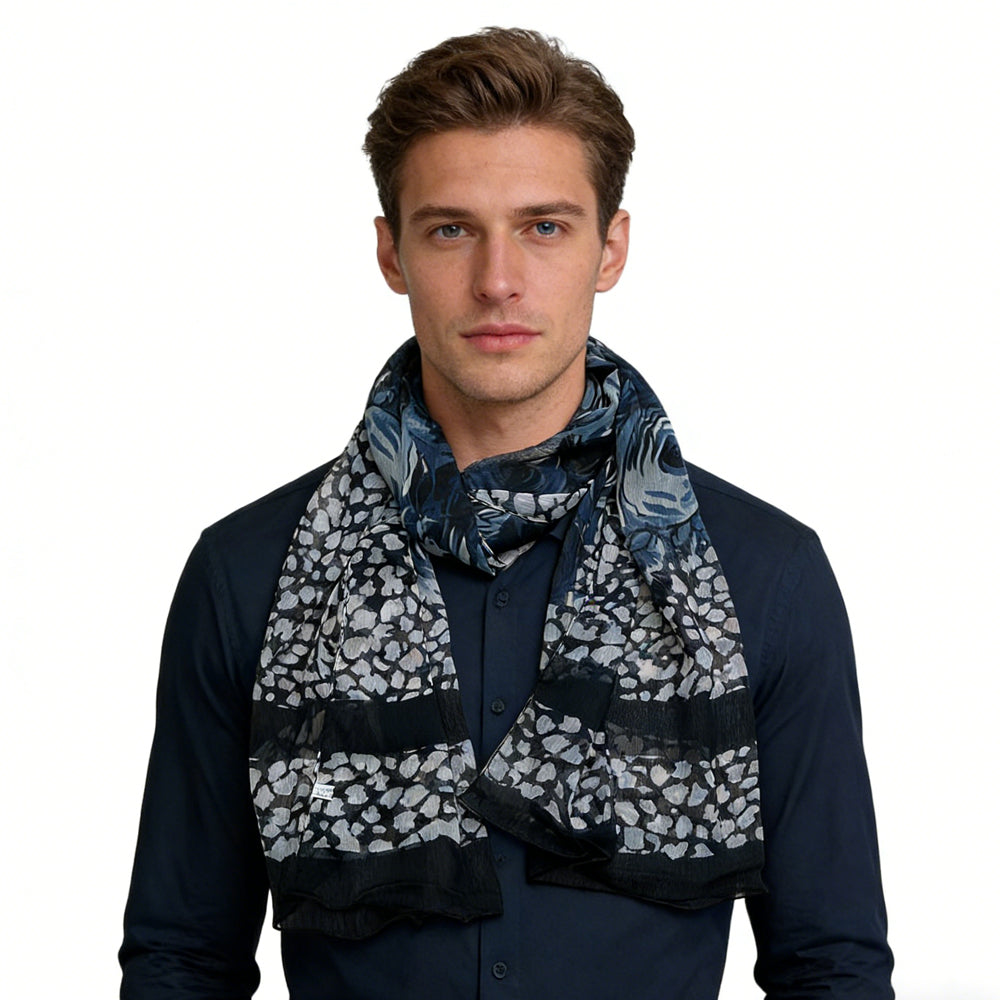 Classic Imeless Black Scroll Everyday Scarf,Black Scarf,Versatile Everyday Scarf ,Pairs With All Casual Outfits,Office Appropriate Subtlety For Women Men