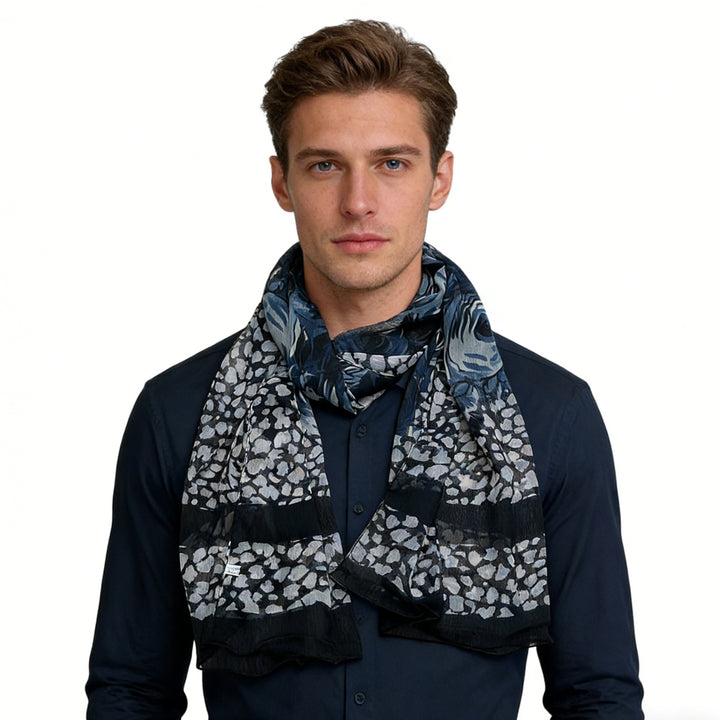 Classic Imeless Black Scroll Everyday Scarf,Black Scarf,Versatile Everyday Scarf ,Pairs With All Casual Outfits,Office Appropriate Subtlety For Women Men