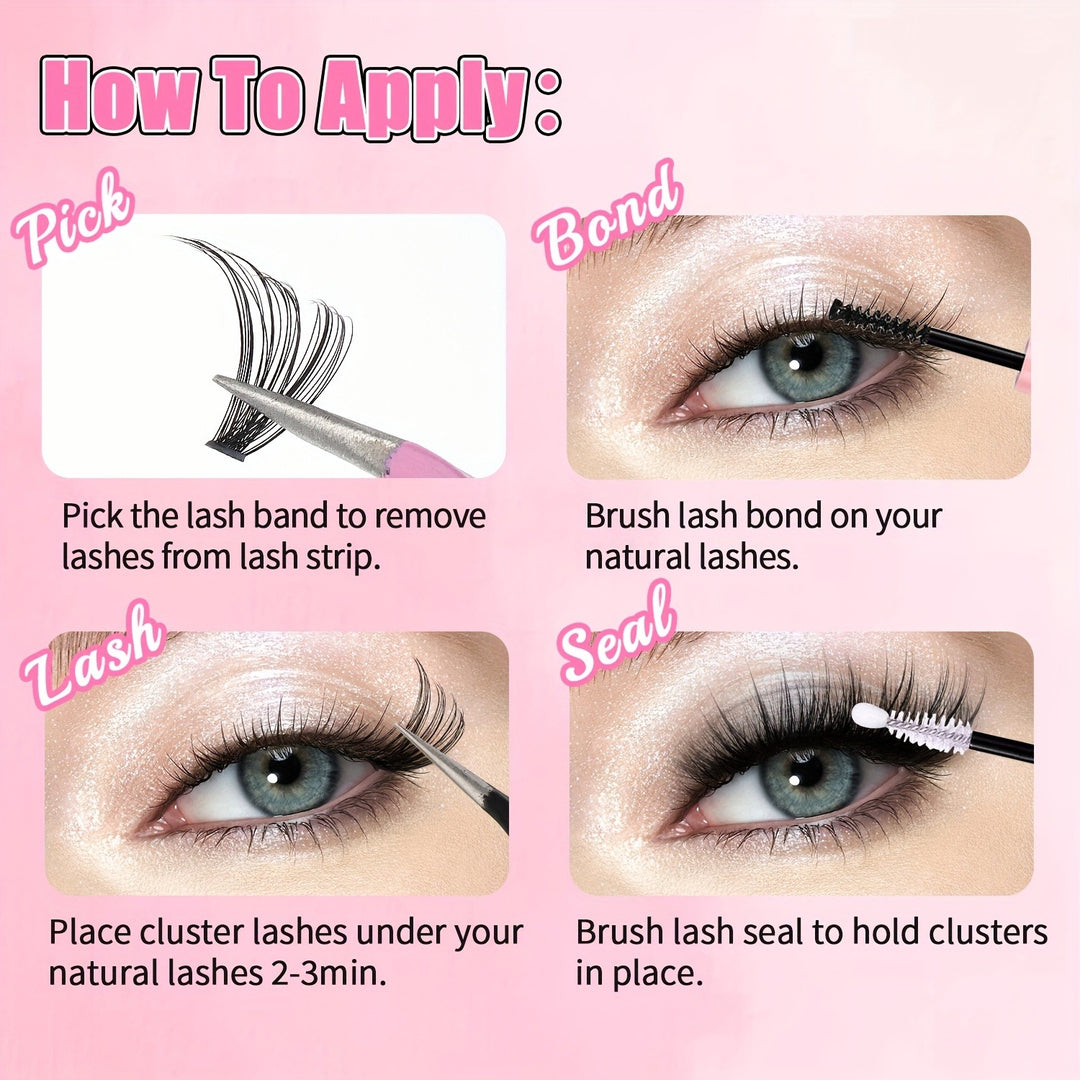 12-Row Segmented Lash Clusters — 150 Individual Lash Fans for DIY Extensions