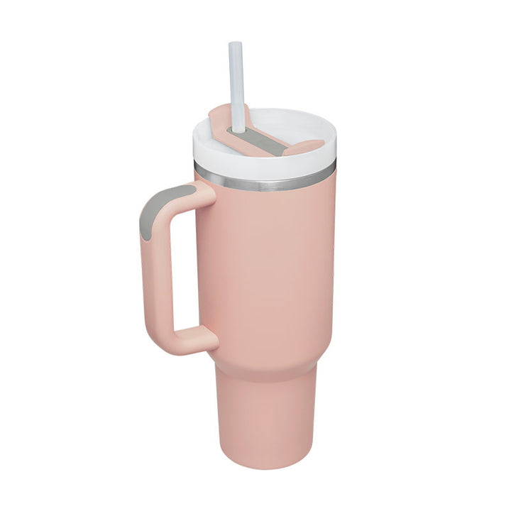 40 oz Insulated Tumbler with Handle & Straw — Stainless Steel Spill-Proof Vacuum Mug for Car, Gym, Office & Travel (30+ Colours)