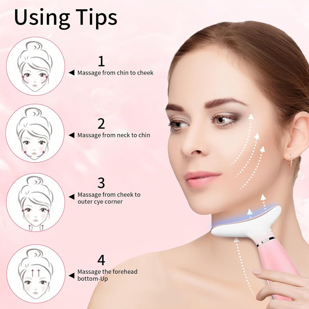 3-in-1 Face & Neck Massager — Thermal Heat + Vibration + EMS Face Sculpting Tool for Skin Tightening