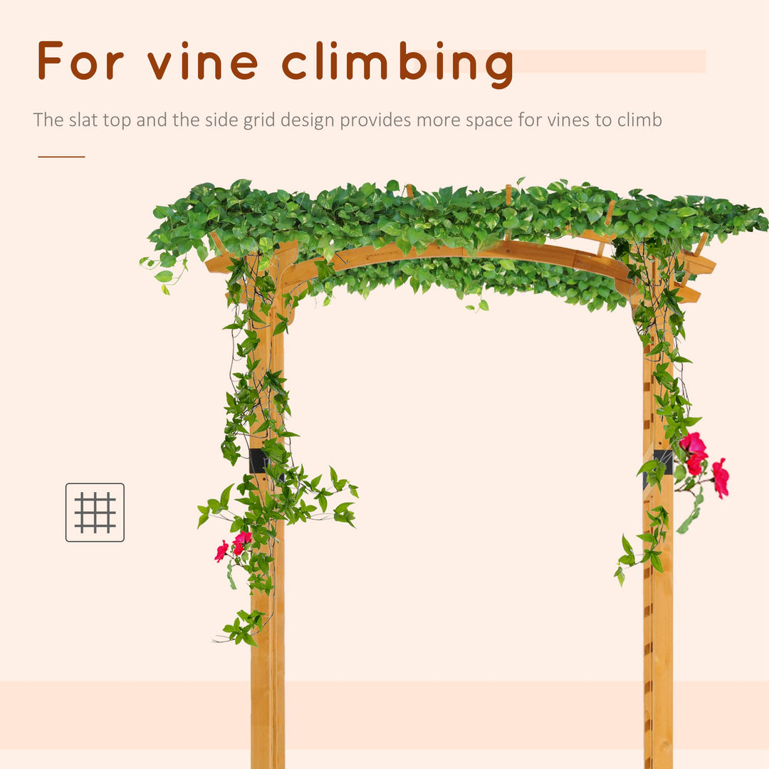 Round Garden Arbor 7.5 Ft Fir Wood Archway For Climbing Plants Pergola Style Wedding Ceremony Yellow