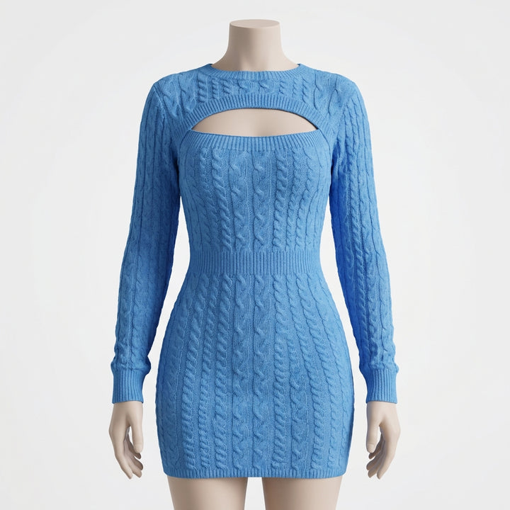 Women’s High-Waist Hollow-Out Knit Pencil Dress