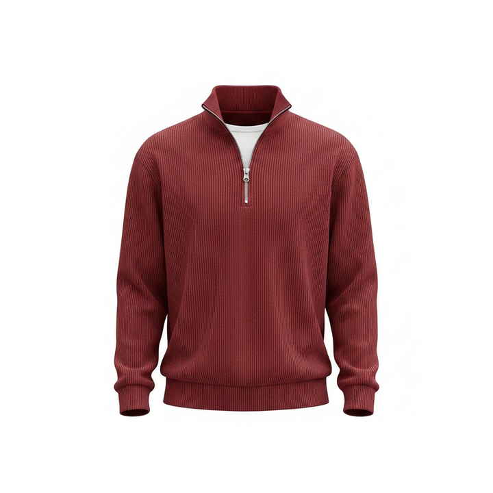 Corduroy Zipper Stand Collar Sweatshirt Fashion Warm Solid Color Long Sleeve Top Men's Casual Polo Shirt Clothing