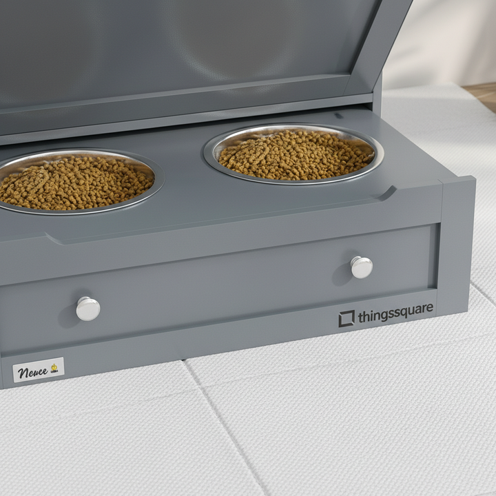 PawHut Pet Feeder Station with Storage Cabinet; Raised Dog Bowls