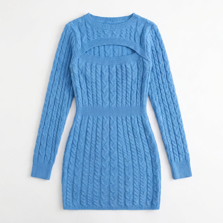 Women’s High-Waist Hollow-Out Knit Pencil Dress
