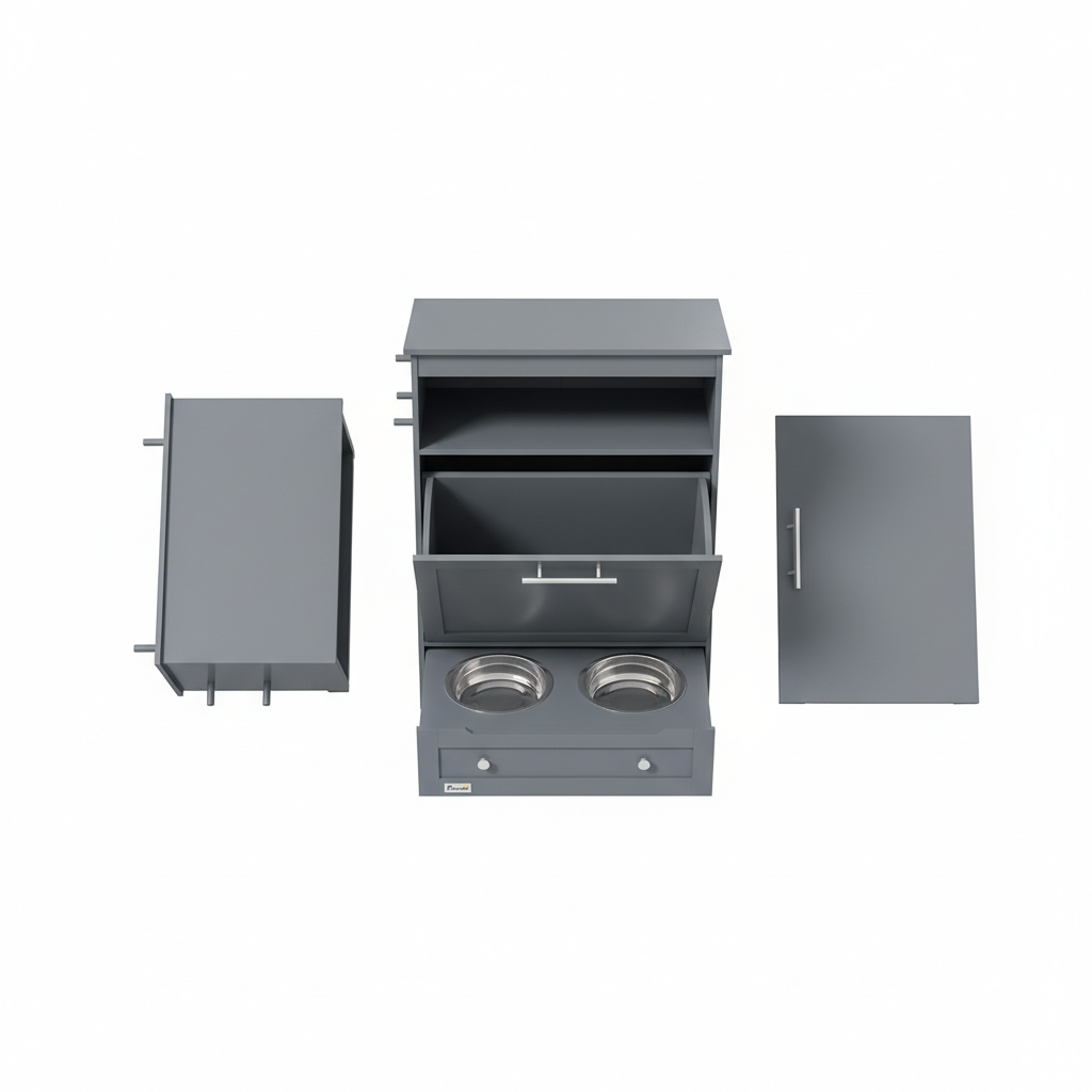 PawHut Pet Feeder Station with Storage Cabinet; Raised Dog Bowls