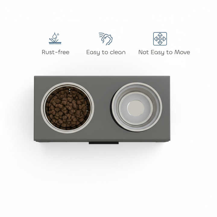 Elevated Dog Bowl Station with Storage – Dual Stainless Steel Dog Feeding Stand