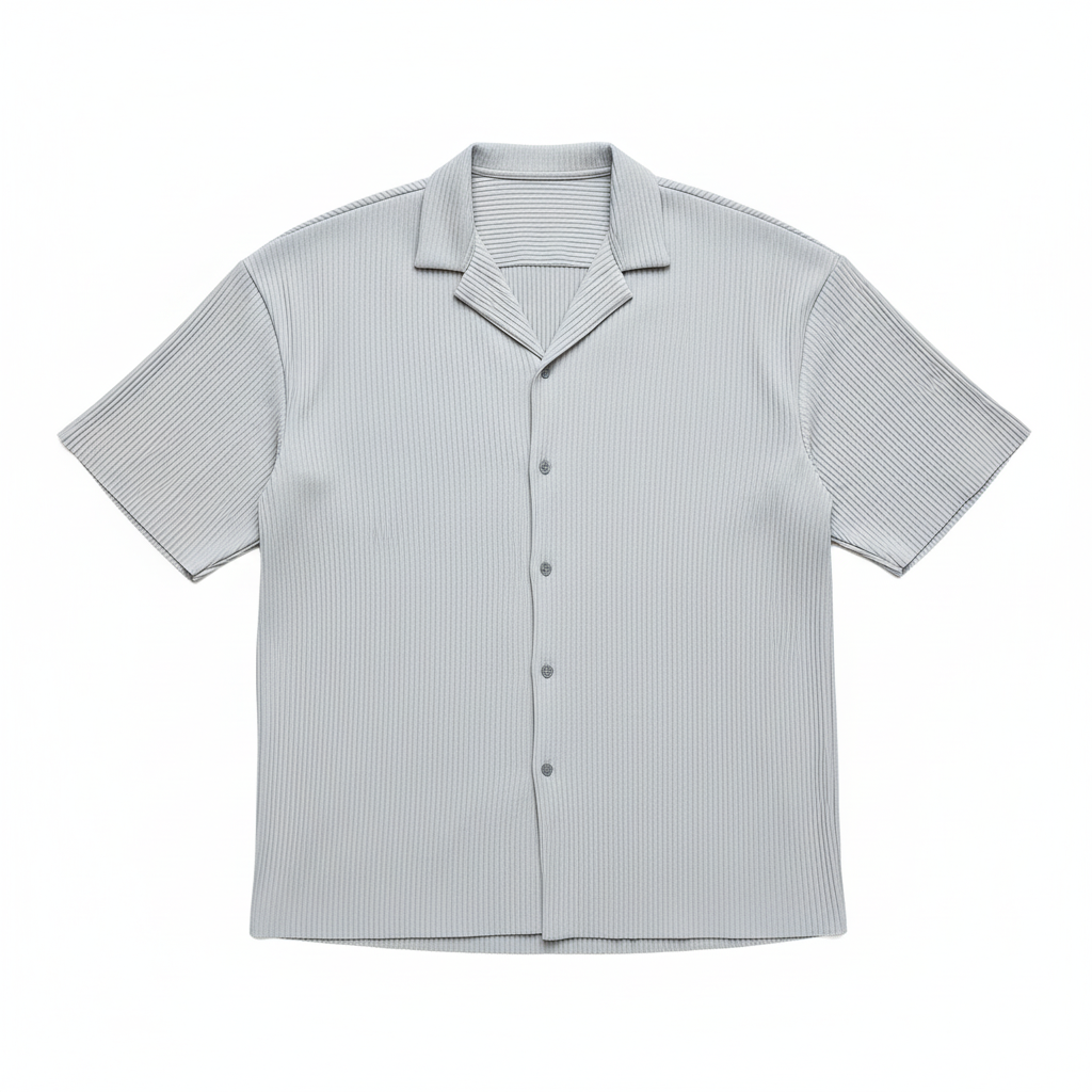 Men's Cardigan Solid Color Short Sleeve Shirt