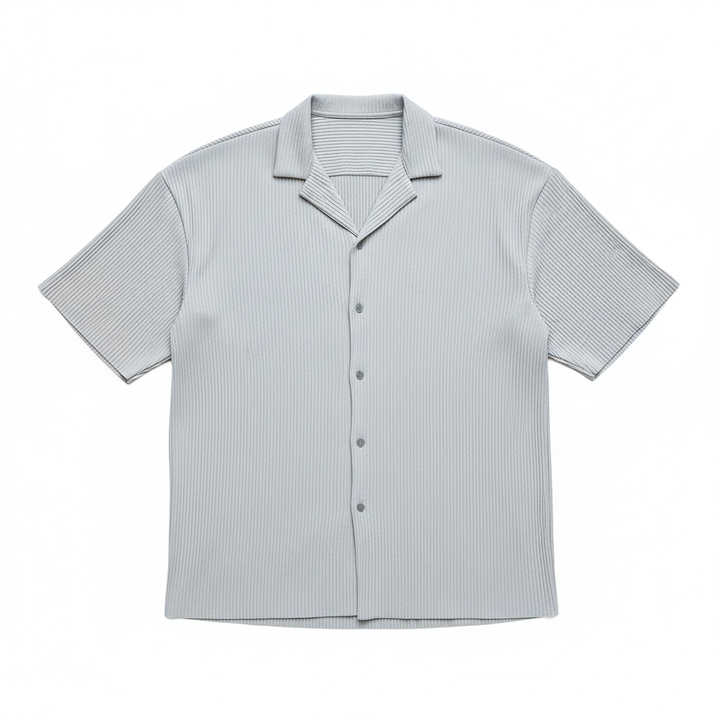 Men's Cardigan Solid Color Short Sleeve Shirt