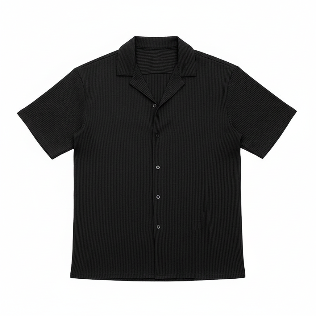 Men's Cardigan Solid Color Short Sleeve Shirt
