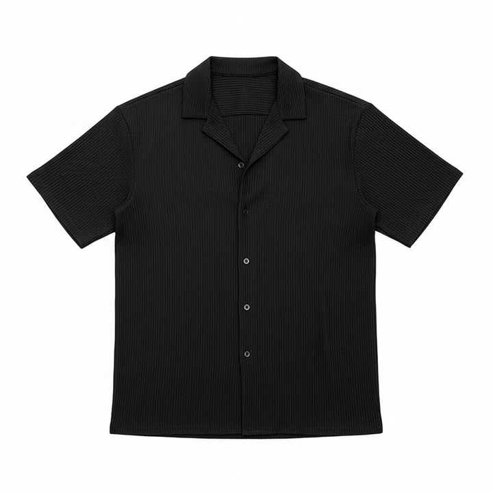 Men's Cardigan Solid Color Short Sleeve Shirt
