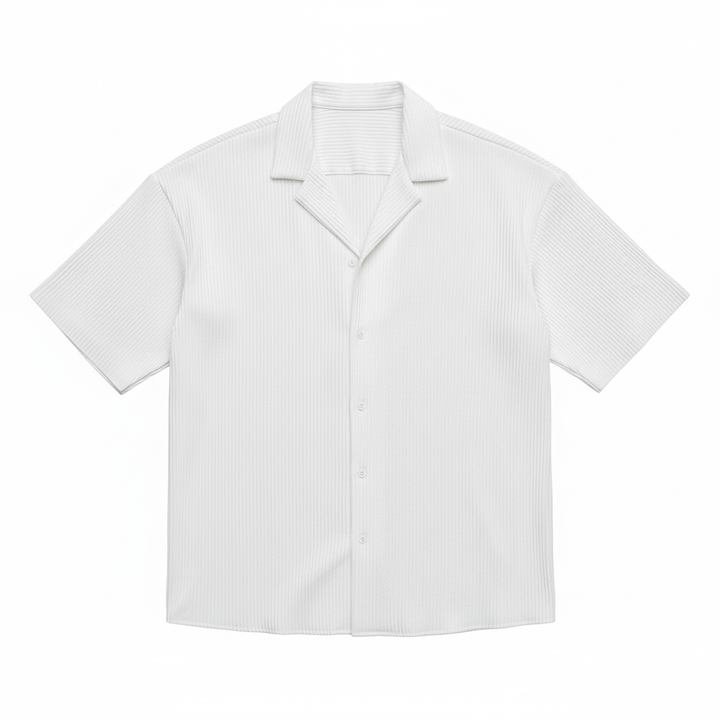Men's Cardigan Solid Color Short Sleeve Shirt