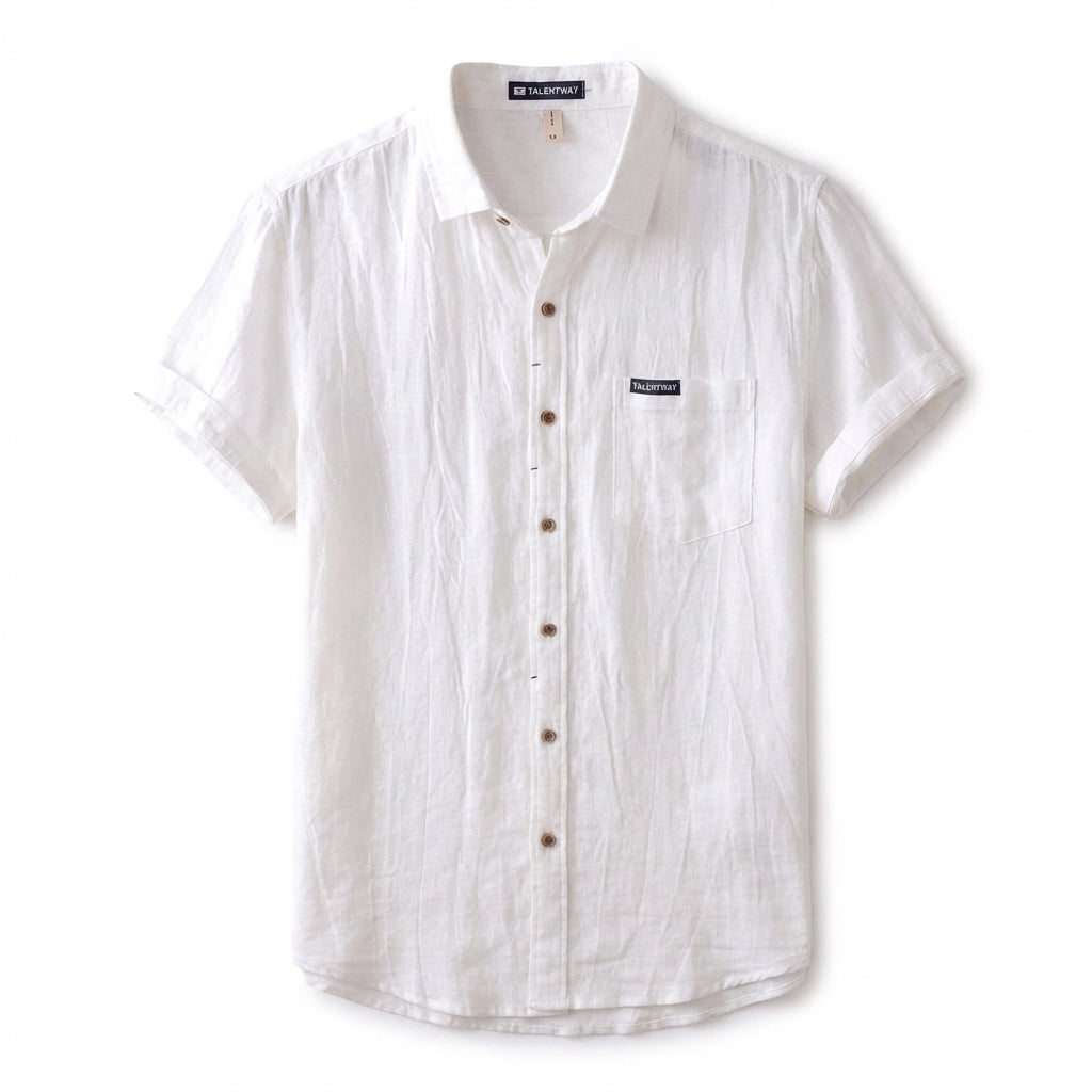 Men's Fashion Solid Color Retro Distressed Linen Shirt