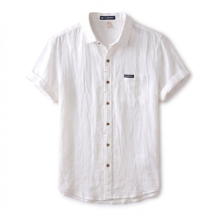 Men's Fashion Solid Color Retro Distressed Linen Shirt