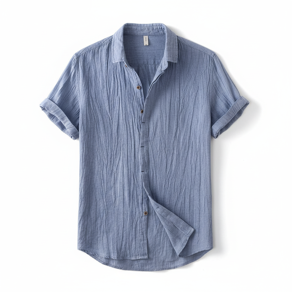 Men's Fashion Solid Color Retro Distressed Linen Shirt