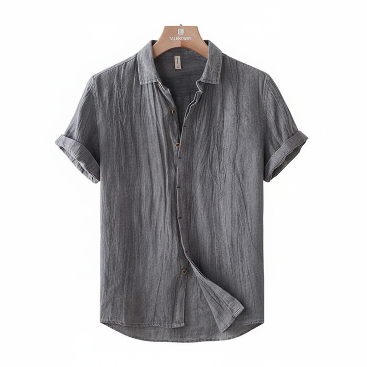 Men's Fashion Solid Color Retro Distressed Linen Shirt