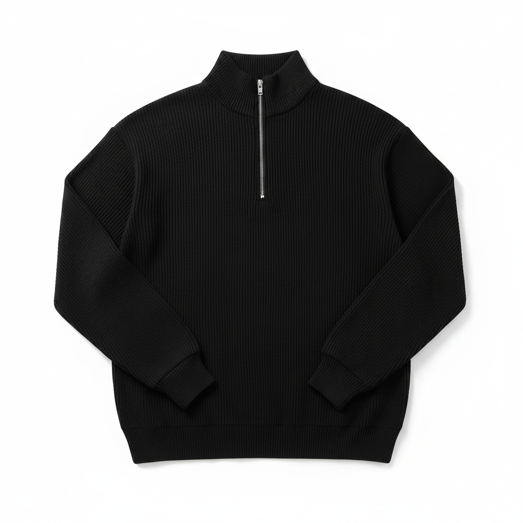 Corduroy Zipper Stand Collar Sweatshirt Fashion Warm Solid Color Long Sleeve Top Men's Casual Polo Shirt Clothing