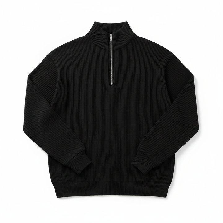 Corduroy Zipper Stand Collar Sweatshirt Fashion Warm Solid Color Long Sleeve Top Men's Casual Polo Shirt Clothing