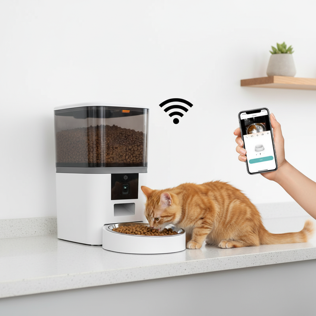 Video Camera With Adjustable Performance Pet Feeder