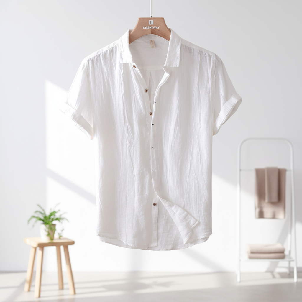 Men's Fashion Solid Color Retro Distressed Linen Shirt