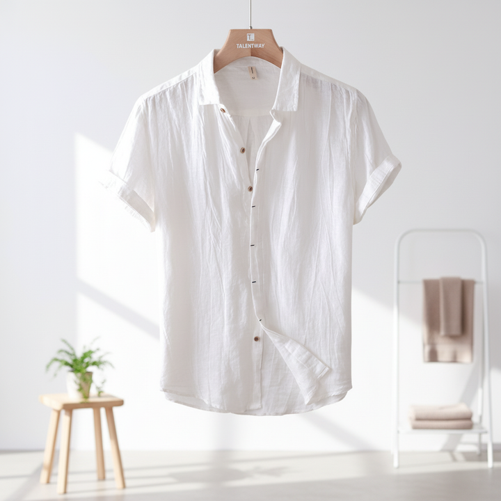 Men's Fashion Solid Color Retro Distressed Linen Shirt
