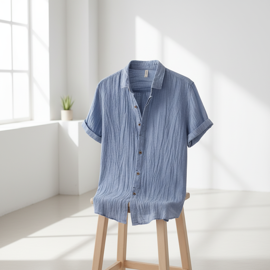 Men's Fashion Solid Color Retro Distressed Linen Shirt