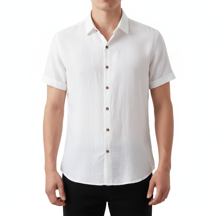 Men's Fashion Solid Color Retro Distressed Linen Shirt