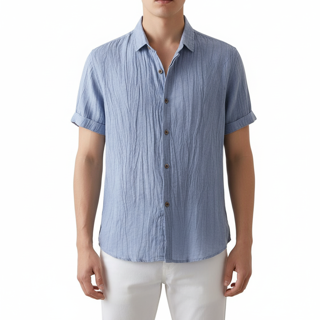 Men's Fashion Solid Color Retro Distressed Linen Shirt