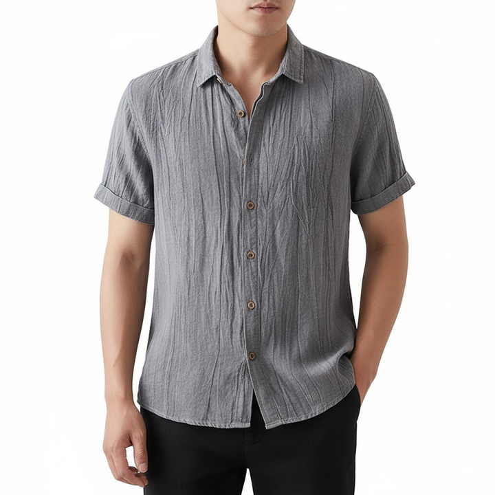 Men's Fashion Solid Color Retro Distressed Linen Shirt