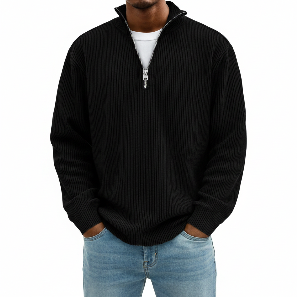 Corduroy Zipper Stand Collar Sweatshirt Fashion Warm Solid Color Long Sleeve Top Men's Casual Polo Shirt Clothing
