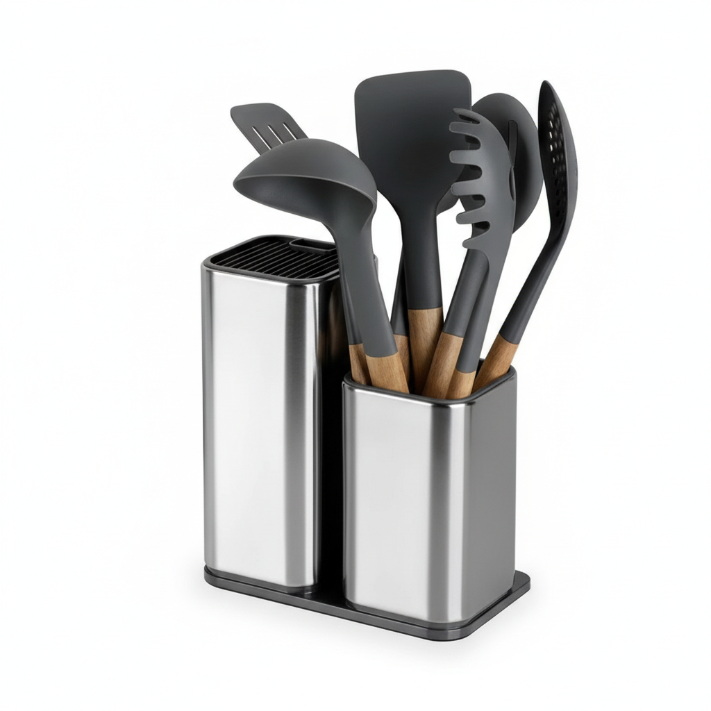 Stainless Steel Kitchen Knife & Utensil Storage Holder