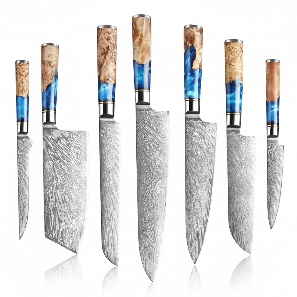 Professional Damascus Style Chef Knife Set – Premium Stainless Steel Kitchen Knives
