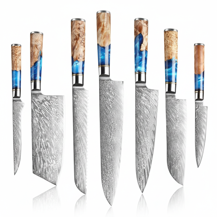 Professional Damascus Style Chef Knife Set – Premium Stainless Steel Kitchen Knives
