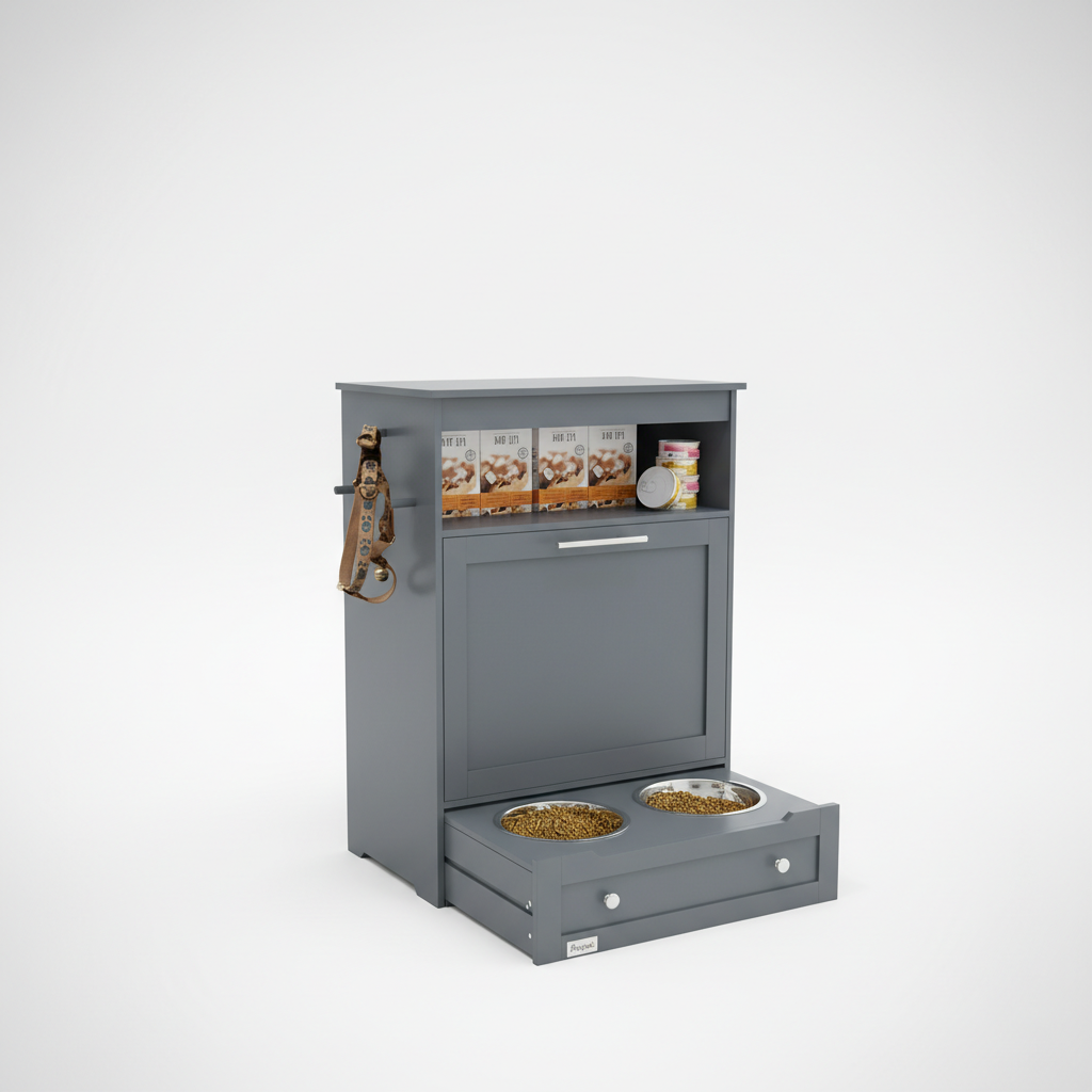 PawHut Pet Feeder Station with Storage Cabinet; Raised Dog Bowls