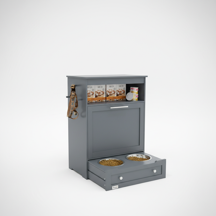 PawHut Pet Feeder Station with Storage Cabinet; Raised Dog Bowls