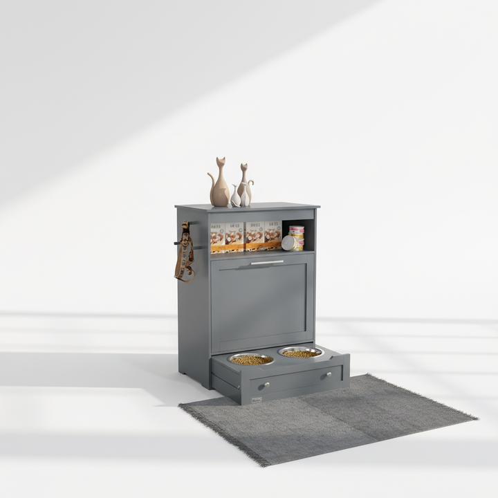 PawHut Pet Feeder Station with Storage Cabinet; Raised Dog Bowls